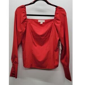 Treasure & Bond Square Neck Long Balloon Sleeve Top